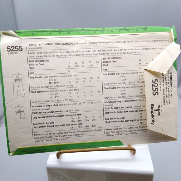 Vintage Sewing PATTERN Simplicity 5255, Jiffy Girls 1981 Toddler Overalls in Two - Picture 2 of 2